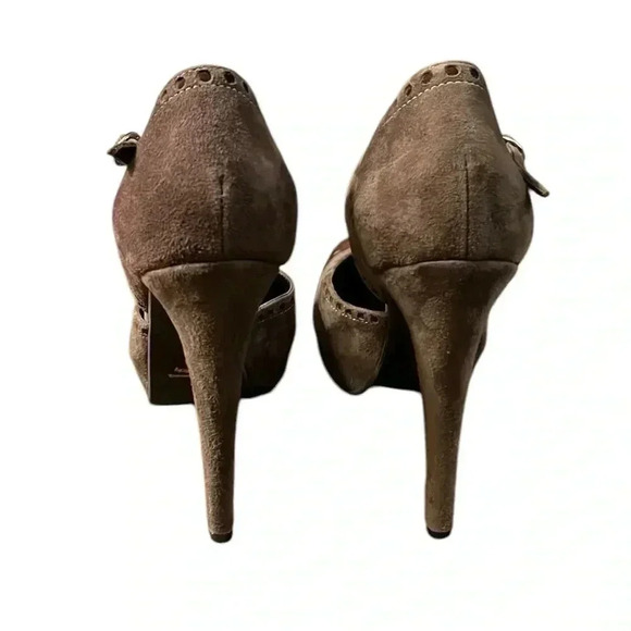 VINTAGE PRATESI Made in Italy Suede Heels Grey/ Brown Size 8 - Picture 4 of 9